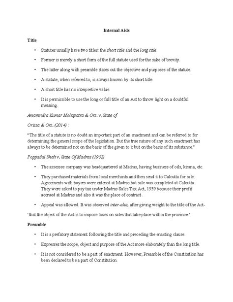 Internal Aids - Notes importantce - Internal Aids Title Statutes ...