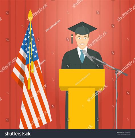 Graduation Ceremony Speech Flat Vector Illustration 库存矢量图（免版税）377868856 | Shutterstock