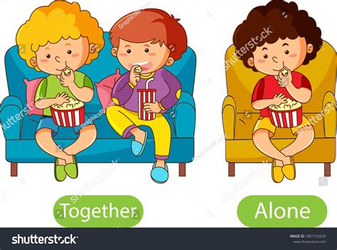 Opposite Words Together Alone Illustration Stock Vector (Royalty Free ...