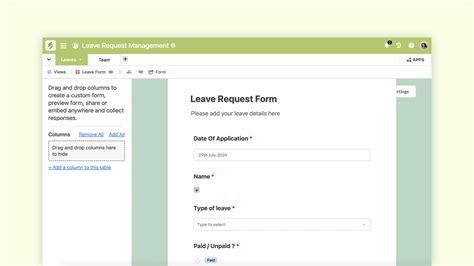 Image result for Leave Request Form Example