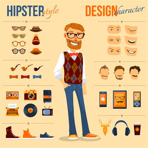Hipster Character Pack 445557 Vector Art at Vecteezy