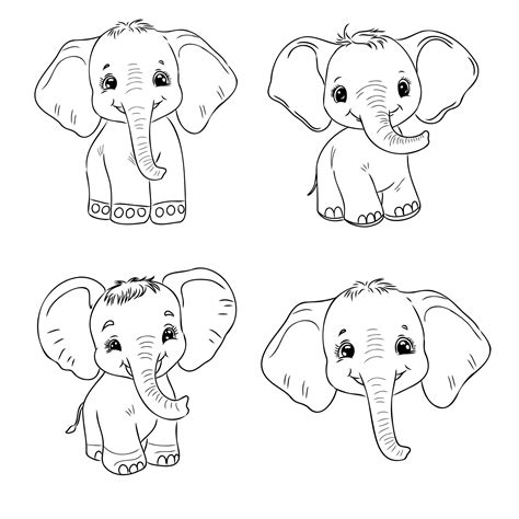 cartoon elephants vector sketch 36522604 Vector Art at Vecteezy