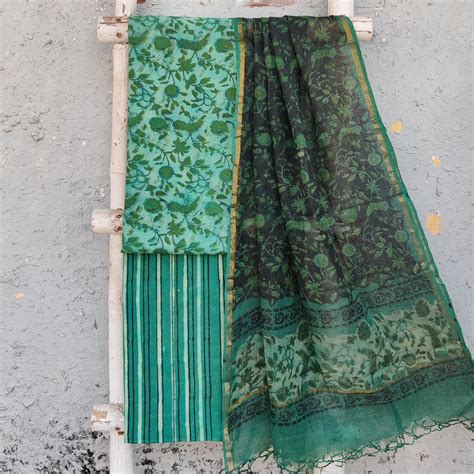 NAMRATA-Pure Cotton Vansapati Green Intricate Design Top And Pure Cott ...