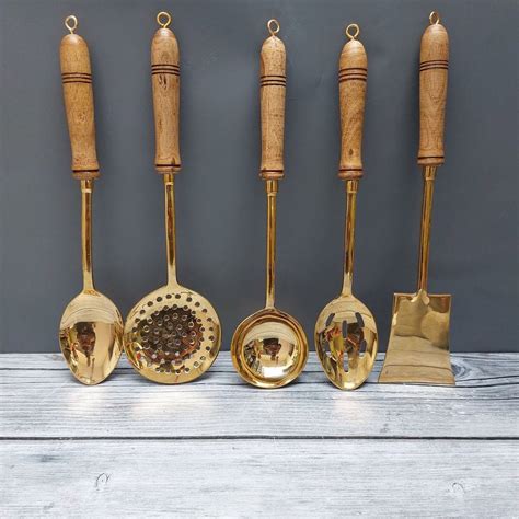 Brass Serving/Cooking Ladle Set of 5 | Kitchen Accessories | Zishta