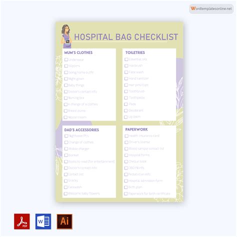 10 Printable Hospital Bag Essential Checklists