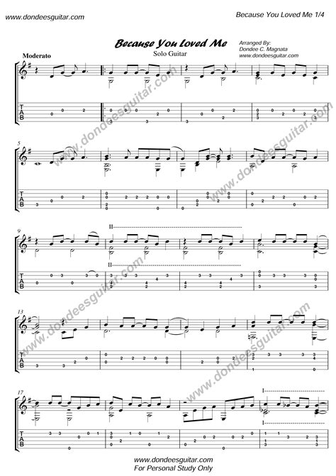 Because You Loved Me Fingerstyle Tabs -Celine Dion | Dondee's Guitar