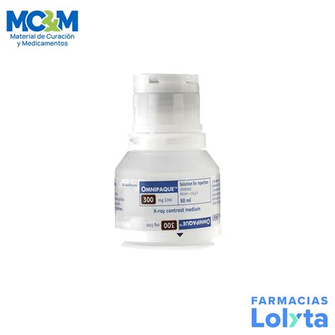 OMNIPAQUE SOL INY 300 MG IODO/ML FCO C/50 ML MEDIO DE CONTRASTE RADIOLOGICO NO IONICO (IOHEXOL ...