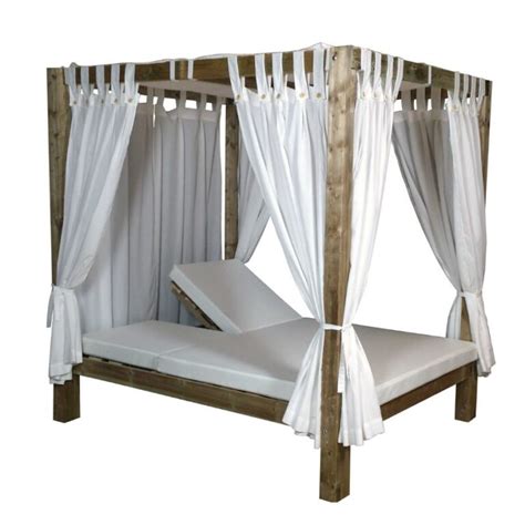 CAMA BALINESA RECLINABLE DE MADERA PARA JARDÍN