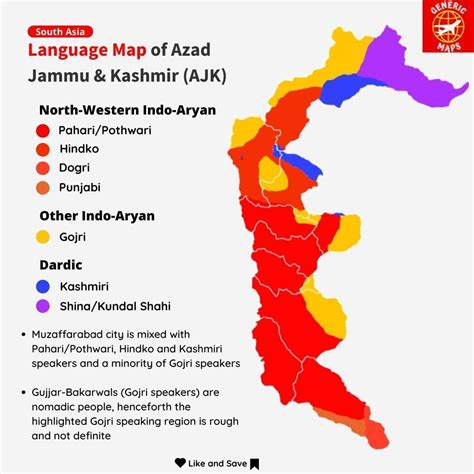 Language Map of Azad Jammu & Kashmir (AJK) : r/MapPorn