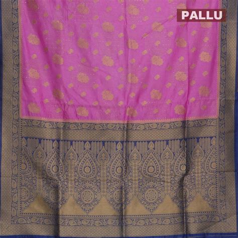 Semi raw silk saree light pink and blue with allover zari butta sequin ...