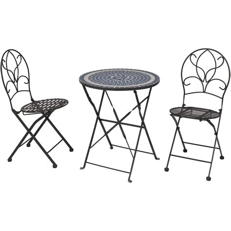 Takasho Elda Mozaic Foldable Table Chair Set I Garden Balcony Terrace ...