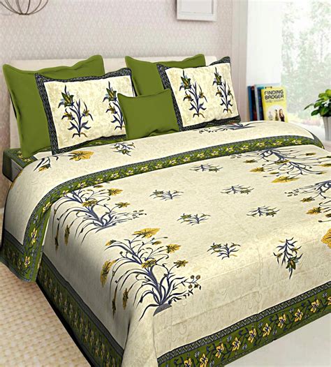 Buy BOMBAY SPEED 280 TC Cotton King Size Floral Double Bedsheet with 2 ...