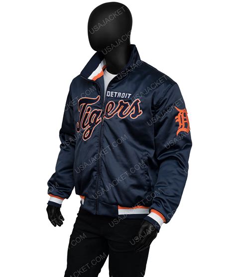 Detroit Tigers Blue Satin Varsity Jacket - USA Jacket