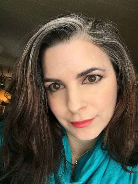 White streak. Gray streak. Going gray. gray hair. Dye free. Salt and ...