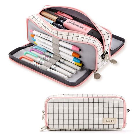 Buy ANGOOBABY Large Pencil Case Big Capacity 3 Compartments Canvas ...