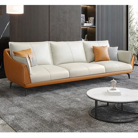 3 Seater Sofa: Modern Faux Leather Upholstered 3-Seater Sofa With Carb ...