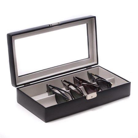 Bey Berk International Bey-Berk International BB643BLK Leather Multi Eyeglass Case with Glass ...