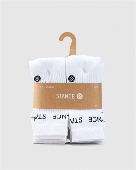 Stance Origin Crew Socks 6 Pack In White - FREE* Shipping & Easy ...