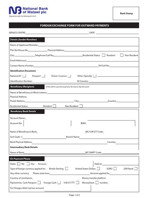 standardbank foreign exchange form for outward payments