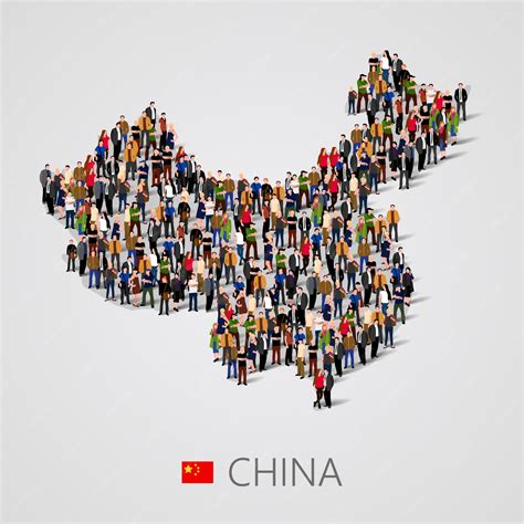 Premium Vector | Large group of people in china map form. population of china or demographics ...