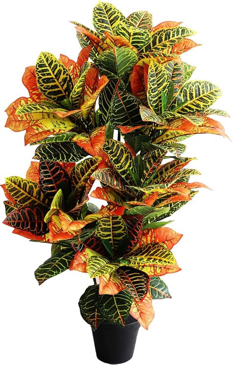 Buy momoplant Artificial Croton Plant,FauxFiddleLeaf fig Tree ...