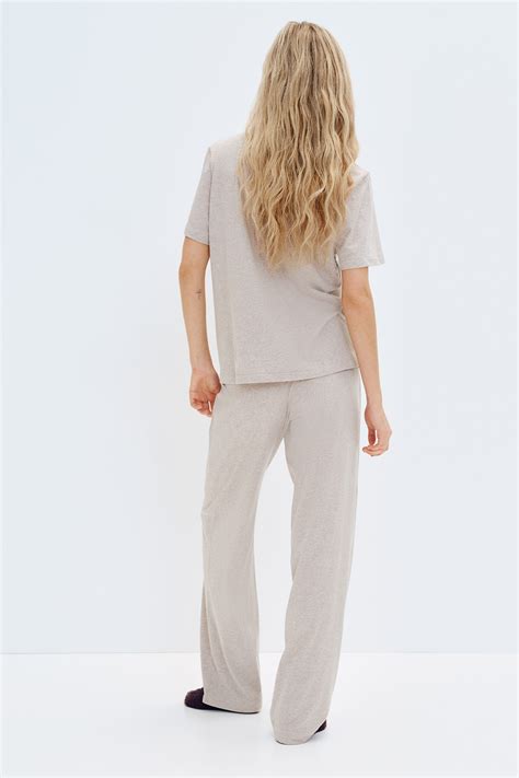 Jersey pyjamas - Light beige marl/Heart - Ladies | H&M IN