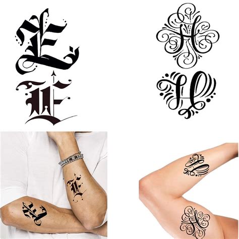 EH Name Letter Tattoo Waterproof Boys and Girls Temporary Body Tattoo ...