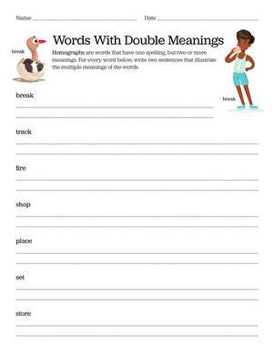 Words With Double Meanings | Worksheet | Education.com