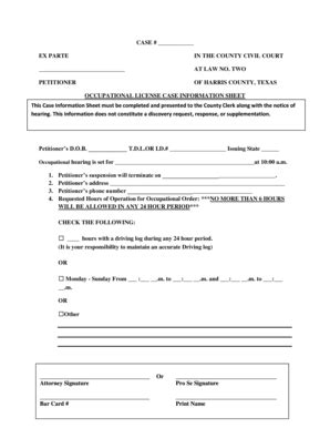 Fillable Online CASE EX PARTE IN THE COUNTY CIVIL COURT AT LAW NO TWO ...