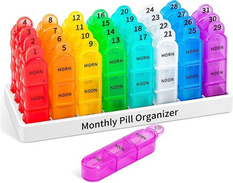 Amazon.com: Daviky Monthly Pill Organizer 3 Times a Day, 30 Day Pill ...