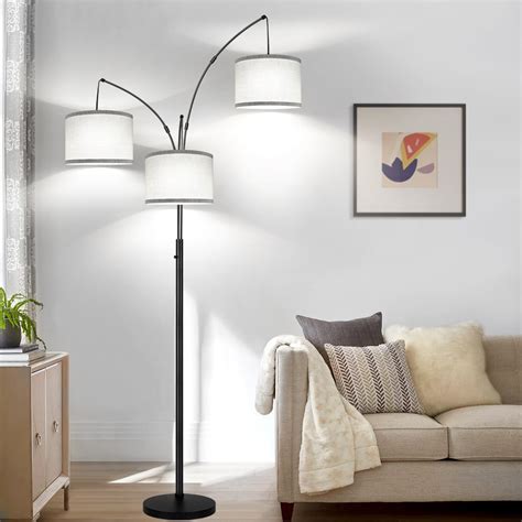 Dimmable Floor Lamp, 3 Lights Arc Floor Lamps for Living Room, Modern ...