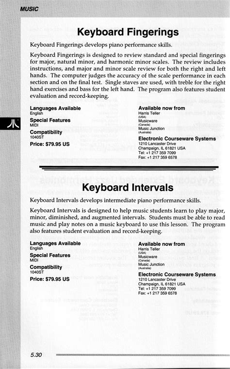 Atari ST Keyboard Intervals : scans, dump, download, screenshots, ads ...