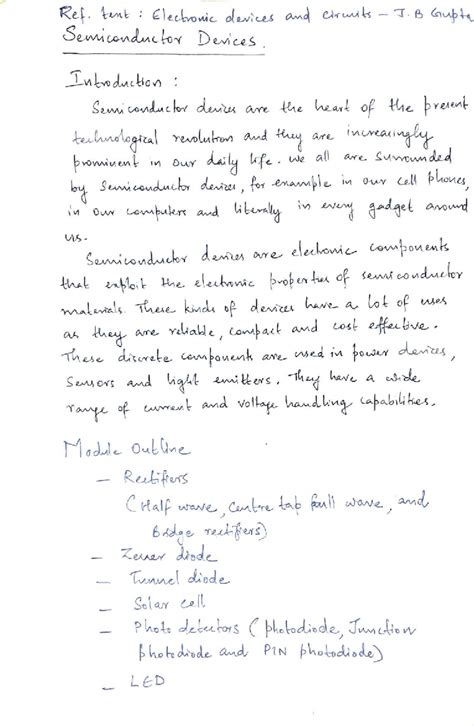 Semiconductor Devices and Circuits: Handwritten Notes (Ref. tent) - Studocu