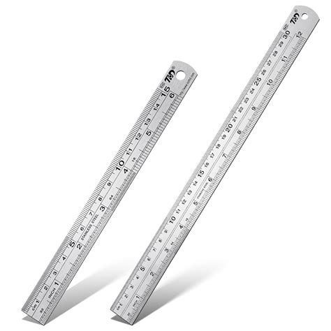 2Pcs Stainless Steel Ruler Set,Metal Ruler Set 6 inch Ruler and 12 inch ...
