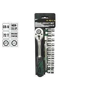 Aeroforce Ae-M0312 Cr-V 1/2"Dr Socket Set (Silver & Green, 12 Piece ...