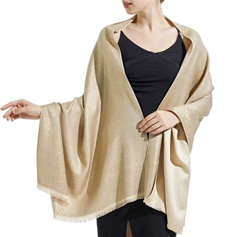 Shawls and Wraps for Evening Dresses , Ciormis Gold Attractive Pashmina ...