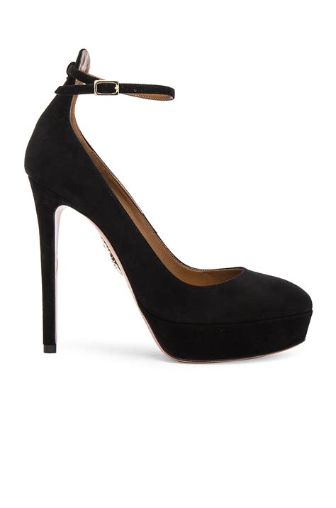 Aquazzura Suede Taylor Plateau Heels in Black | FWRD