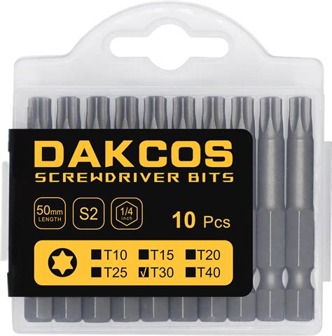 DAKCOS 12-Piece Tamper Proof Torx Bit Set, Premium S2 Alloy Steel Security Star Bits,50mm Long ...