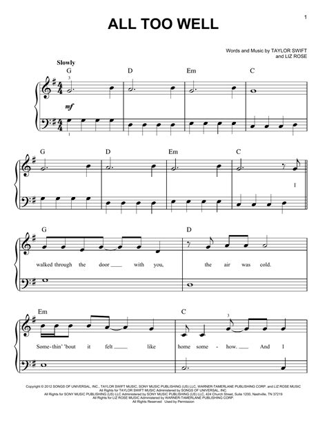 19+ Easy Taylor Swift Sheet Music - DugaldNadisa