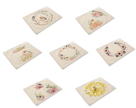 Buy HACASO Set of 6 Vintage Style Pattern Dining Table Mats Cotton ...