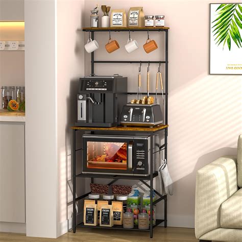 Amazon.com - 4-Tier Farmhouse Coffee Bar Shelf - Stand with 8 S-Shaped ...