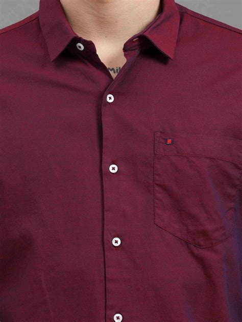 Shop Men's Burgundy Slim Fit Solid Full Sleeves Casual Shirts