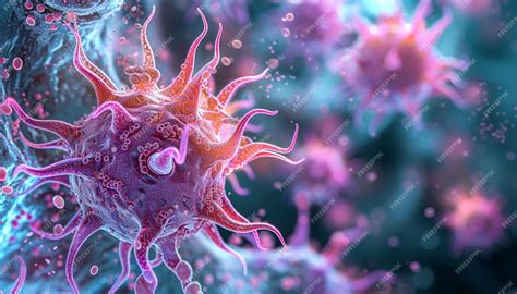 Premium Photo | Bacterium virus and breast cancer cell