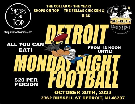 Detroit Monday Night Football, Shops on Top, Highland Park, 30 October ...
