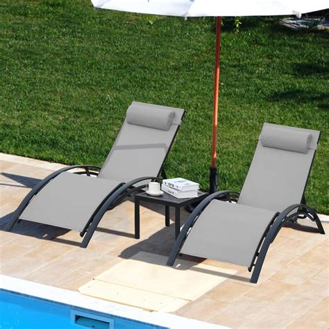 AthLike 3 pcs Poolchairs Patio Chaise Lounge Set India | Ubuy