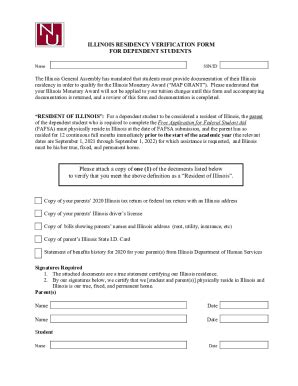 Fillable Online 2122 IL Residency Form DEP Fax Email Print - pdfFiller