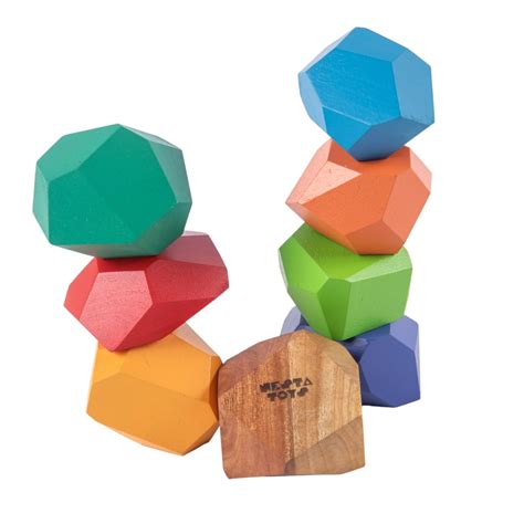 Nesta Toys Wooden Stone Balancing Blocks-8 Pieces-Enhances Hand Eye ...