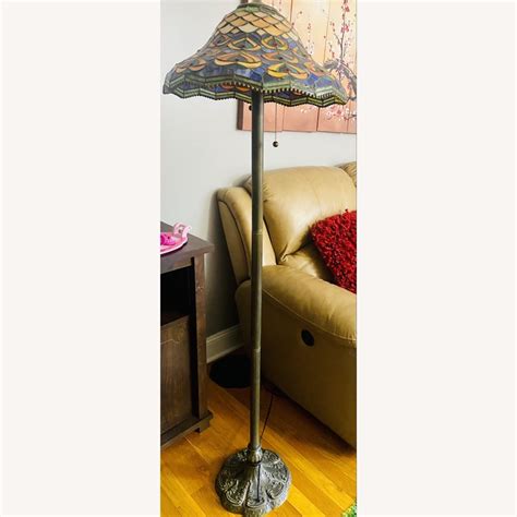 Tiffany-style Peacock Floor Lamp - AptDeco