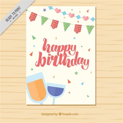 Verjaardagskaart met een bril | Gratis Vector