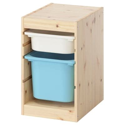 TROFAST storage combination with boxes, light white stained pine white ...